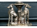 Pair Of English Silver Plated Figural Greyhound Candlesticks Ca. 1880 Or Earlier
