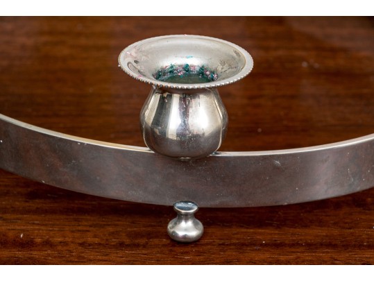 Pair Of Mid-Century Modern Semi-Circle Silver Plated Candelabras