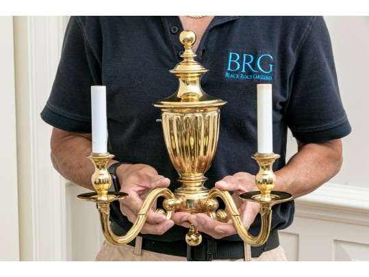 Quality Pair Of Polished Brass Wall Sconces