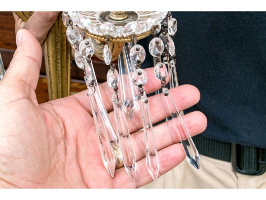 Pair Of Vintage Louis XVI Style Brass Wall Sconces