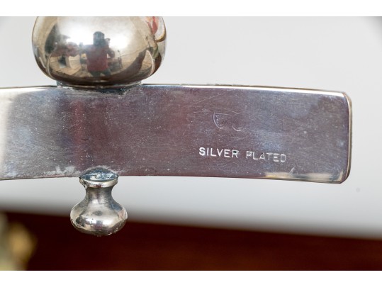 Pair Of Mid-Century Modern Semi-Circle Silver Plated Candelabras