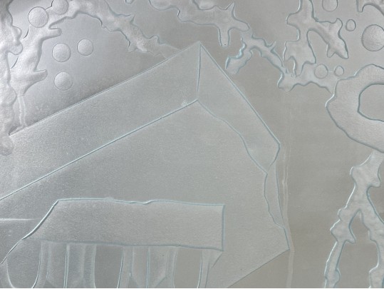 Dennis Abbe (B. 1941) Impressive Etched Aquatic Glass Panel