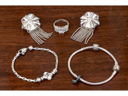 Sterling Silver Jewelry Group, Fab Earrings & Pandora
