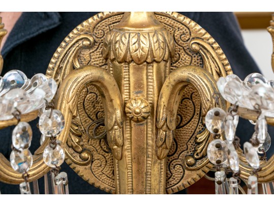 Pair Of Vintage Louis XVI Style Brass Wall Sconces