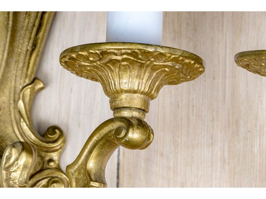 Set Of Four Crescent B.M. Co. Brass Electric Wall Sconces