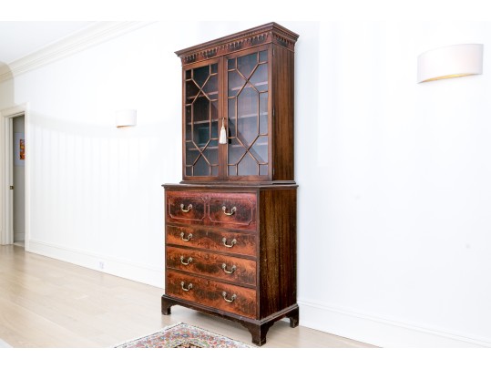 George III Style Mahogany Secretary Bookcase For Up-cycle