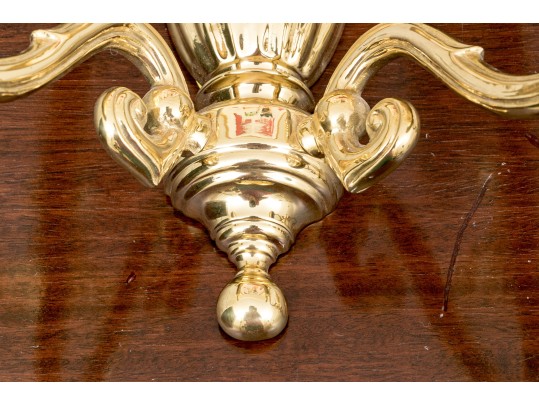 Quality Pair Of Polished Brass Wall Sconces