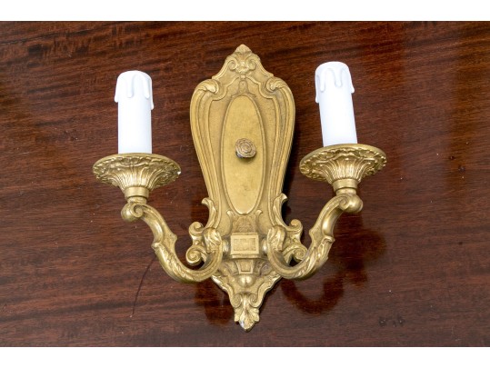 Set Of Four Crescent B.M. Co. Brass Electric Wall Sconces