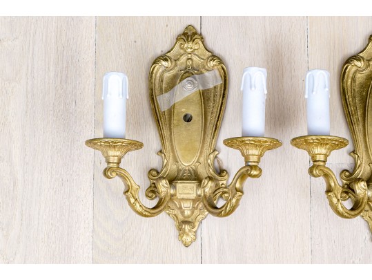 Set Of Four Crescent B.M. Co. Brass Electric Wall Sconces