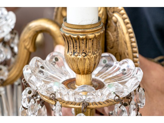 Pair Of Vintage Louis XVI Style Brass Wall Sconces