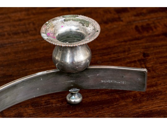 Pair Of Mid-Century Modern Semi-Circle Silver Plated Candelabras