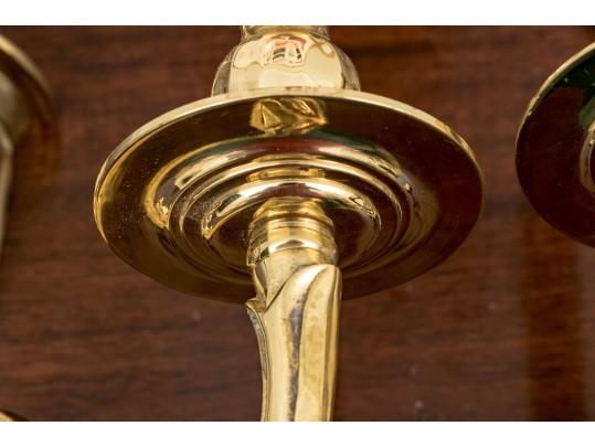 Quality Pair Of Polished Brass Wall Sconces