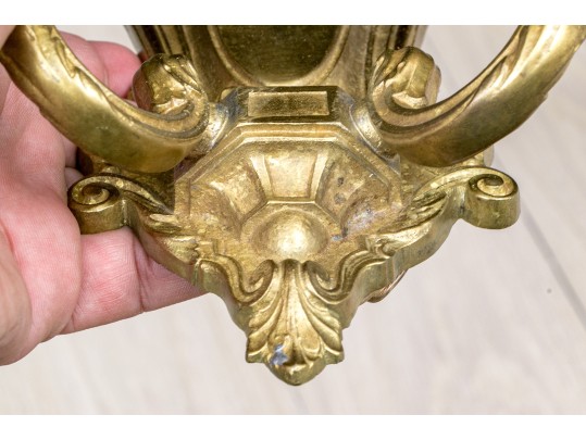 Set Of Four Crescent B.M. Co. Brass Electric Wall Sconces