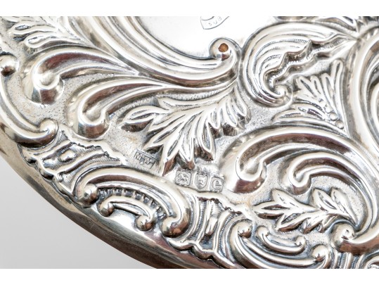 Antique Mappin & Webb London Sterling SIlver Chased Hand Mirror