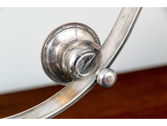 Pair Of Mid-Century Modern Semi-Circle Silver Plated Candelabras