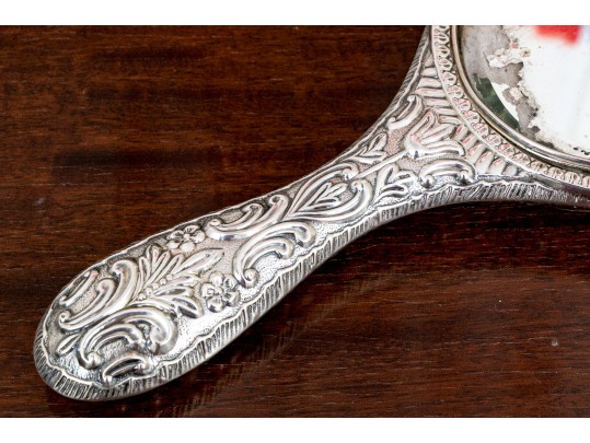 Antique Mappin & Webb London Sterling SIlver Chased Hand Mirror