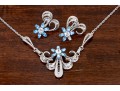 Lovely Sterling Silver Jewelry Suite With Blue And Clear Stones