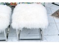 Pair Of Quality Mongolian Lambswool And Chrome Stools