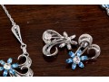 Lovely Sterling Silver Jewelry Suite With Blue And Clear Stones