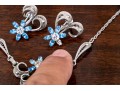 Lovely Sterling Silver Jewelry Suite With Blue And Clear Stones