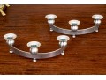 Pair Of Mid-Century Modern Semi-Circle Silver Plated Candelabras
