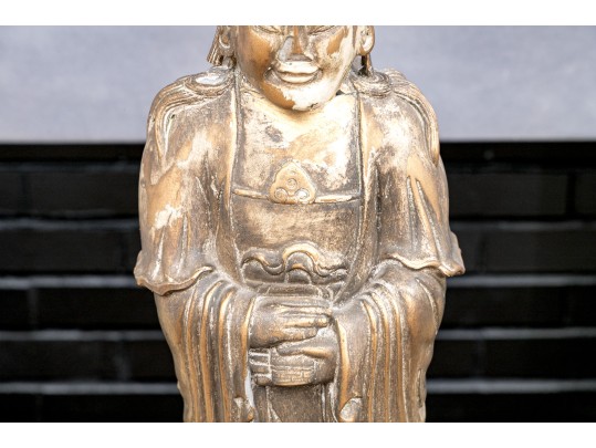 Decorative Gilt Finished Ceramic Guanyin Form Table Lamp