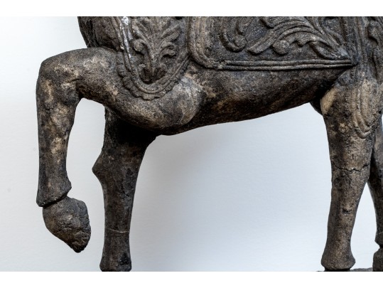 Large And Decorative Sculpture Of A Well Groomed Horse On Base