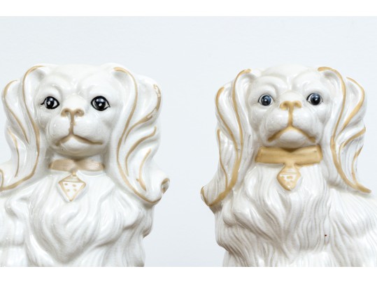 Pair Of Naturalistic Staffordshire Style Ceramic Spaniels