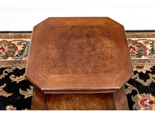 Vintage Burl Veneered Wooden Pedestal