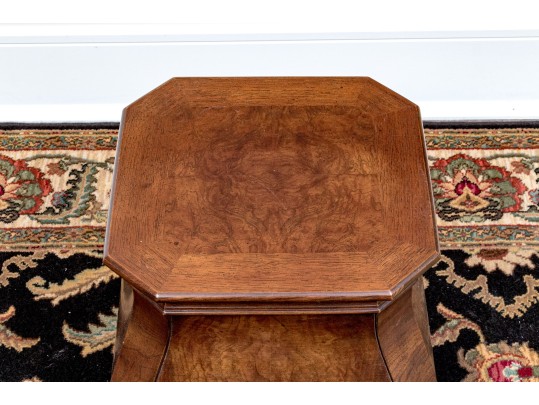 Vintage Burl Veneered Wooden Pedestal