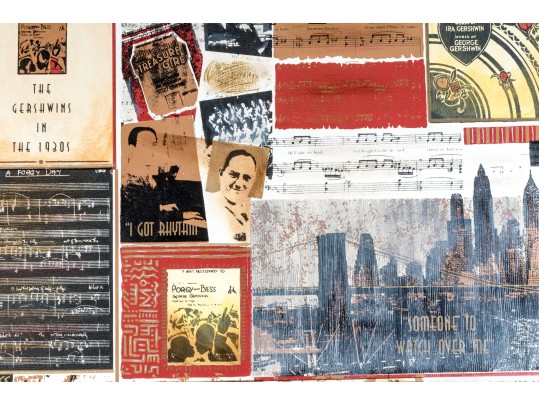 Decorative Print Collage On Canvas, 