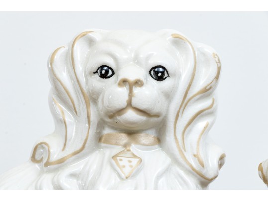 Pair Of Naturalistic Staffordshire Style Ceramic Spaniels