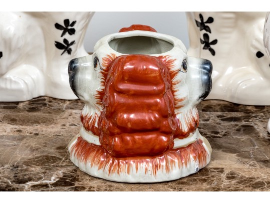 Group Of Staffordshire Hand-painted Ceramic Spaniels With A Compatible Mug