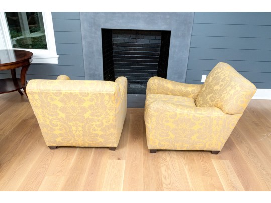 Fantastic Pair Of Crate & Barrel Upholstered Club Chairs