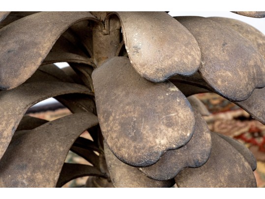 Set Of Three Metallic Palm Form Architectural Elements