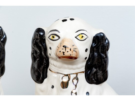 Group Of Staffordshire Hand-painted Ceramic Spaniels With A Compatible Mug