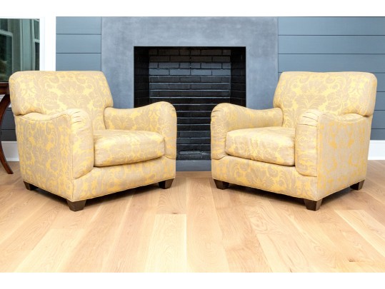 Fantastic Pair Of Crate & Barrel Upholstered Club Chairs
