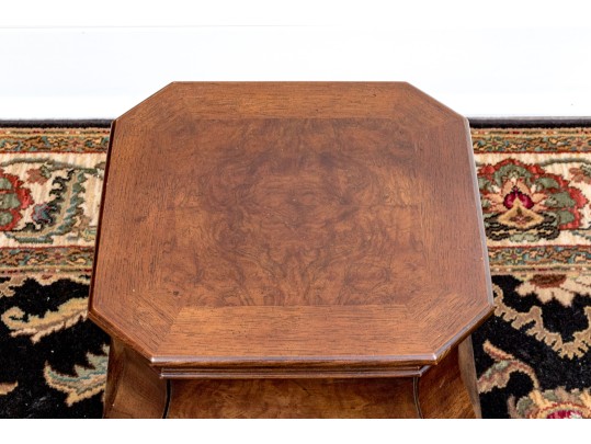 Vintage Burl Veneered Wooden Pedestal