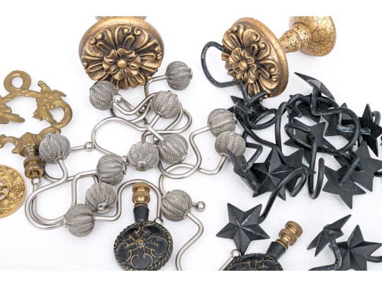 Decorator's Collection Of Lamp Finials, Shower Curtain Hooks, And Door Knobs