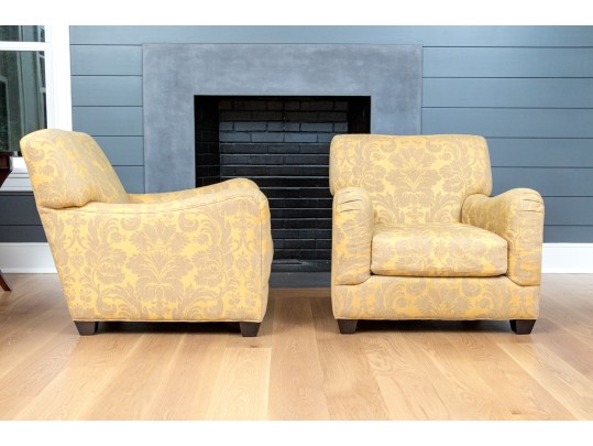 Fantastic Pair Of Crate & Barrel Upholstered Club Chairs