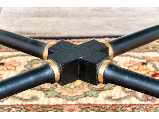 Georgian Style Faux Bamboo Ebonized And Laquered Tray Top Table