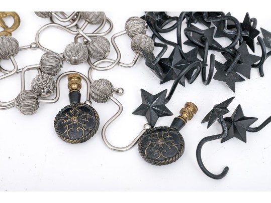 Decorator's Collection Of Lamp Finials, Shower Curtain Hooks, And Door Knobs
