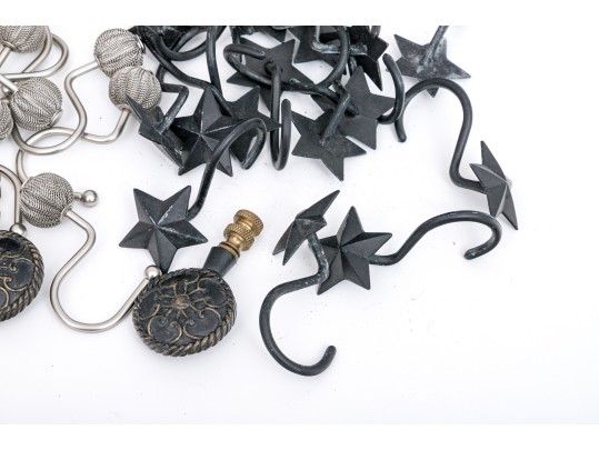 Decorator's Collection Of Lamp Finials, Shower Curtain Hooks, And Door Knobs