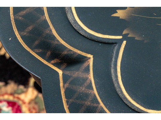 Georgian Style Faux Bamboo Ebonized And Laquered Tray Top Table