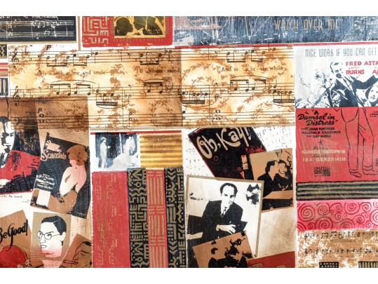 Decorative Print Collage On Canvas, 