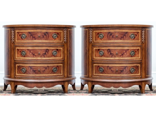 Impressive Pair Of Century Furniture Demilune Console Cabinets