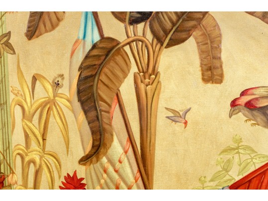 Maitland-Smith 6' H, Hand-painted Architecture With Still Life Scene, Canvas Wrapped Panel