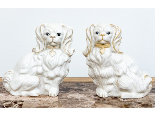 Pair Of Naturalistic Staffordshire Style Ceramic Spaniels