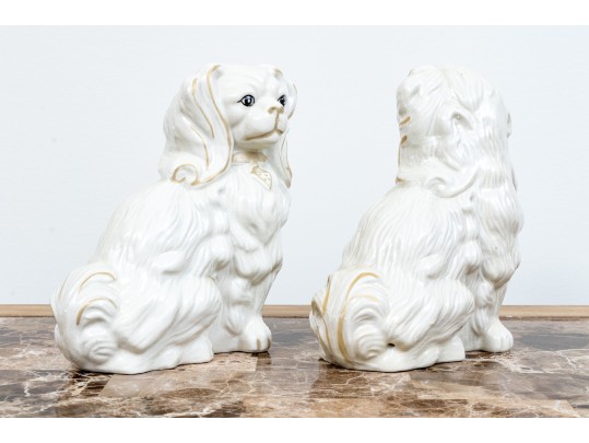 Pair Of Naturalistic Staffordshire Style Ceramic Spaniels