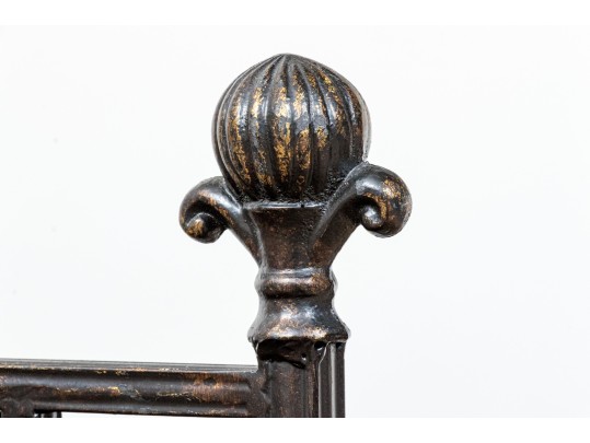Ornate Black Finished Fire Screen With Doors And Tools